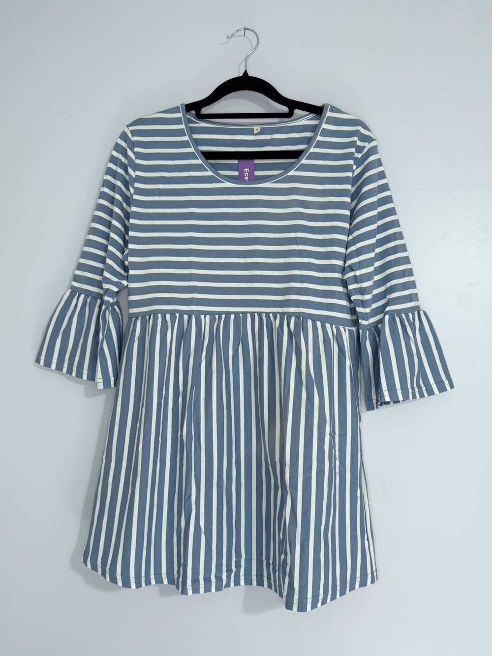 Striped Ruffle Sleeve Peplum Maternity Top
